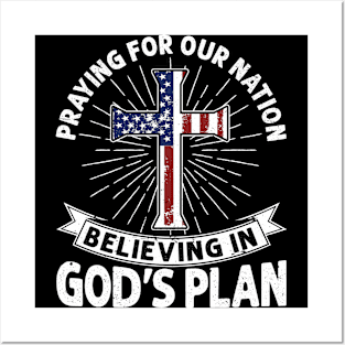 Praying For Our Nation Jesus American Flag Patriot Christian Posters and Art